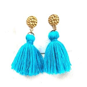 Teal blue tassel earrings!